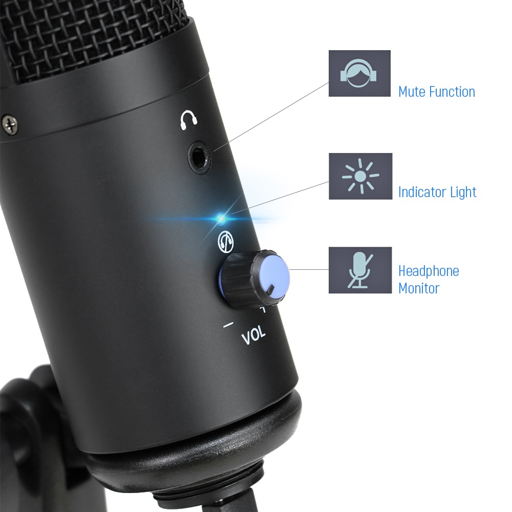 Microphones Micrófono USB de Metal para grabación de vídeo en Streaming, condensador PC, ordenador, Podcasting, estudio, juegos, Karaoke, cantar