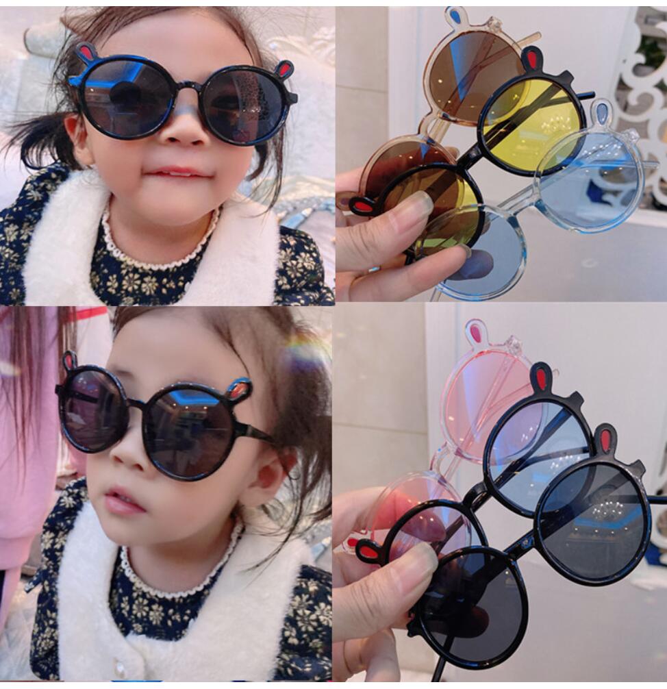 summer Trendy children's travel, cycling sunglasses fashion cute ears round frame glasses transparent cartoon kid boy girl Ski mountaineer beache