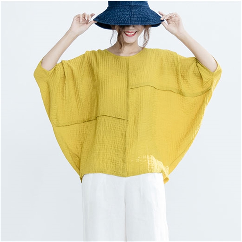 Plus Size Women Tops 100% cotton Batwing Sleeve Loose T-shirt Lady Large Vintage Casual Tees Female Clothing Z1209 210512