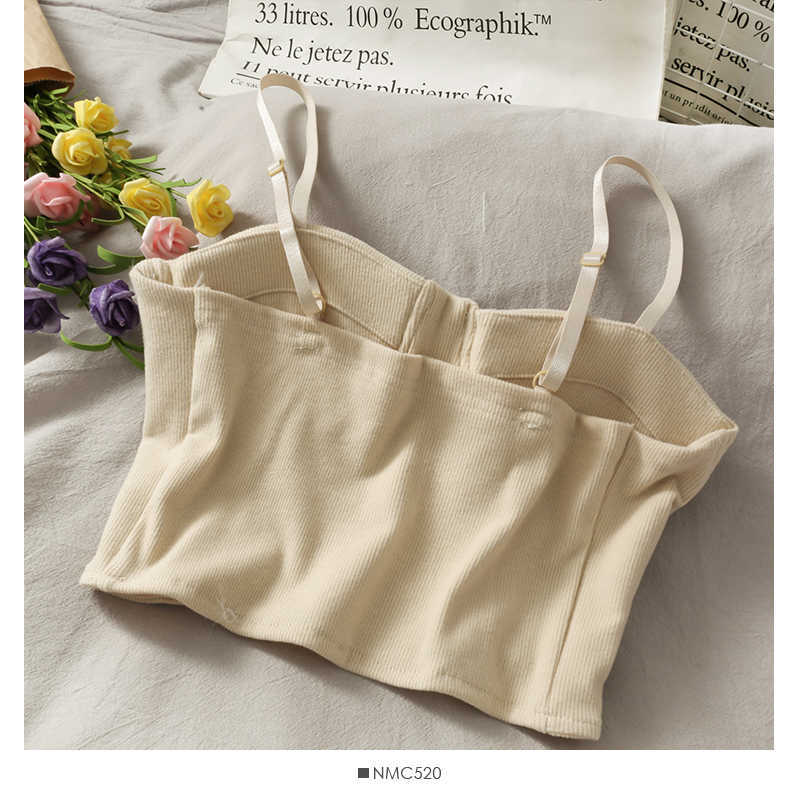 Spring Summer Ladies French Bra Letters Embroidery Short Underwear Bandeau Camisole Women Fashion Sexy Backless Vest Top 210625
