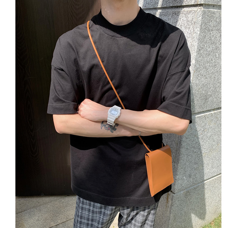 IEFB Summer Half High Collar Base Men's T-shirt Cotton White Short Sleeve Tee Mens Korean Fashion Simple Causal Tops 9Y7526 210524