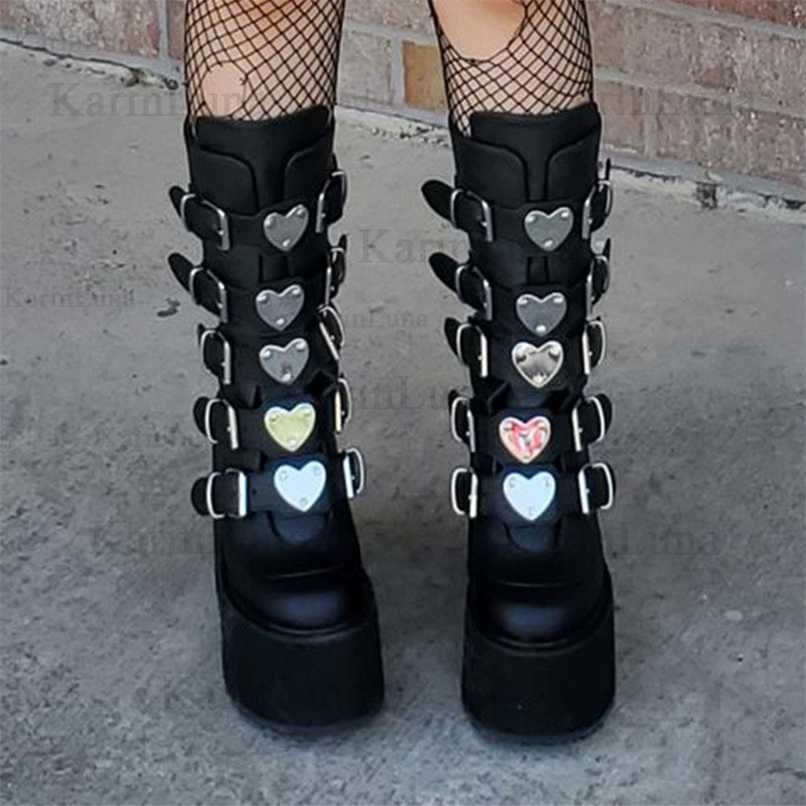 Brand Design Gothic Boots INS Great Quality Fashion Cool Motorcycle Boots Big Size 43 Wedges Heart Platform Mid-Calf Boots 211020, Black 3
Brand Design Gothic Boots INS Great Quality Fashion Cool Motorcycle Boots Big Size 43 Wedges Heart Platform Mid-Calf Boots 211020, Black 3