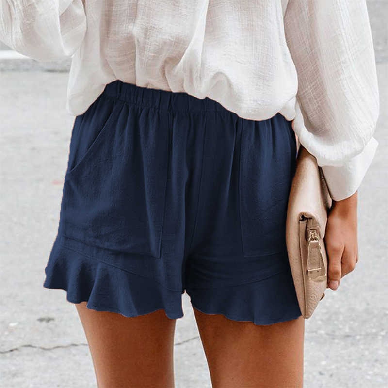 Fashion Ruffled Women's Shorts Summer Solid Color Elastic Waist Office Lady Streetwear Casual Loose Shorts Femme 210608, Black
Fashion Ruffled Women's Shorts Summer Solid Color Elastic Waist Office Lady Streetwear Casual Loose Shorts Femme 210608, Black