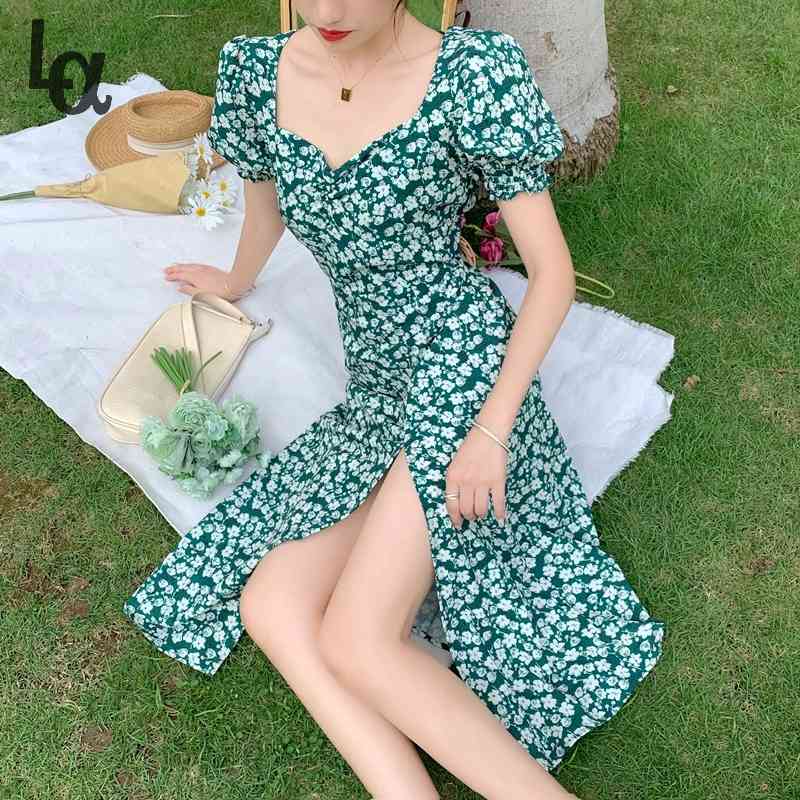 Boho Beach Summer Floral Split Dress Women Green Print Elegant Vintage Sexy Party Dresses Puff Sleeve Midi Sundress 210519, As picture
Boho Beach Summer Floral Split Dress Women Green Print Elegant Vintage Sexy Party Dresses Puff Sleeve Midi Sundress 210519, As picture