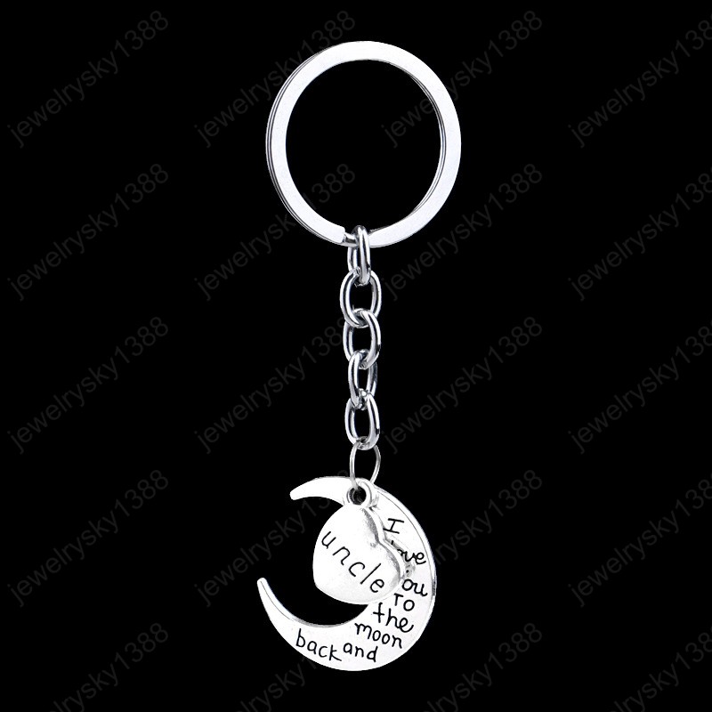 Fashion The Family Member Moon Letters Keychains Dad Mom Sister Brother Keychain Key Ring For Gift Ornaments