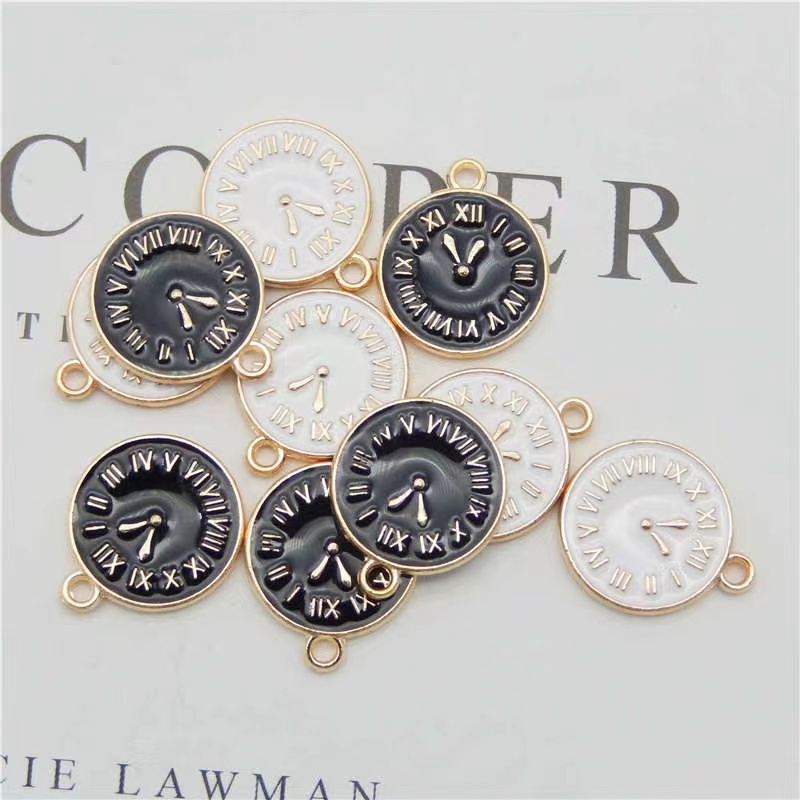 20pcs/lot Fashion Drip Oil Clock Horologe Enamel Pendant Charms Alloy Fit for Bracelet Earring DIY Jewelry Accessories