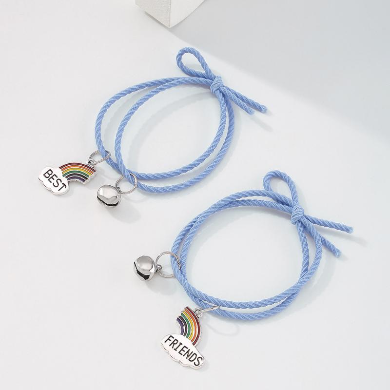 Bangle 2pcs/Set Colorful Rainbow Couple Bracelet Cute Cartoon Charm Jewelry Adjustable Elastic Rope Bracelets Lover Gift For Women, Black
Bangle 2pcs/Set Colorful Rainbow Couple Bracelet Cute Cartoon Charm Jewelry Adjustable Elastic Rope Bracelets Lover Gift For Women, Black
