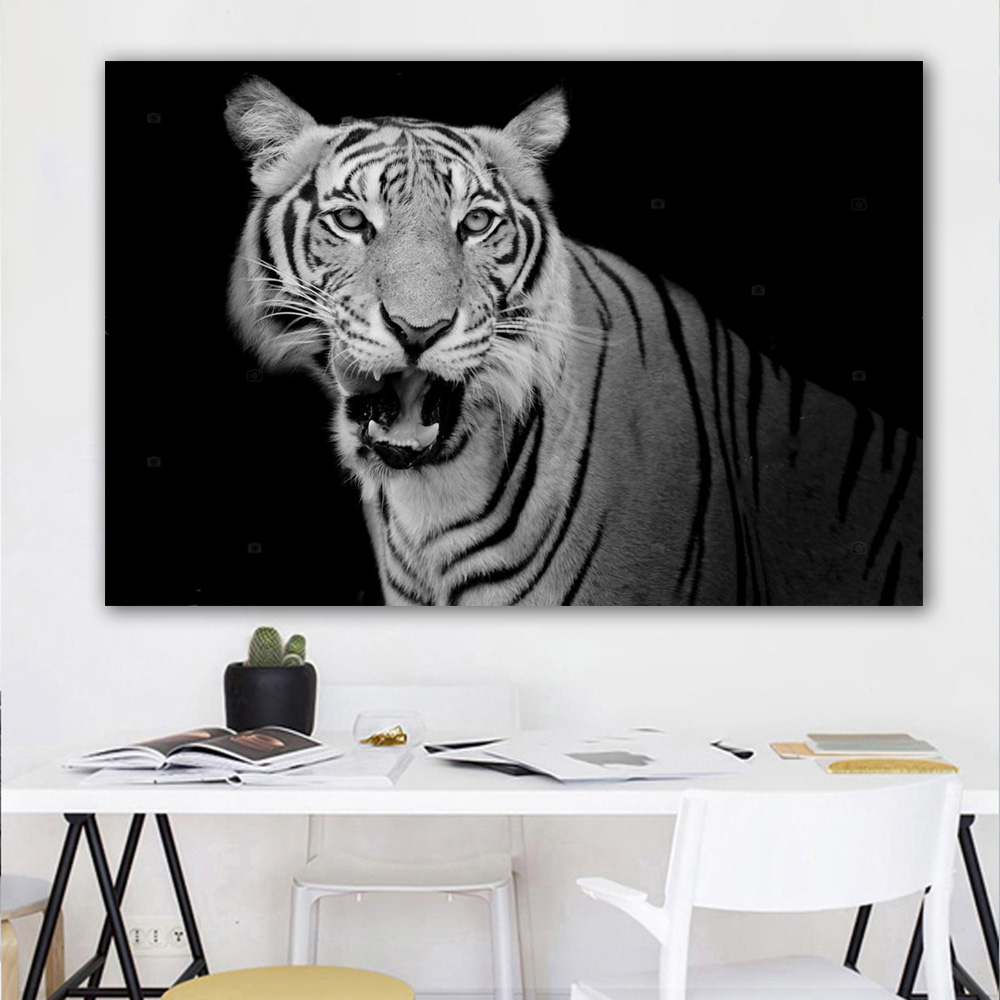 Home Decor Wall Painting Black And White Lion Picture Canvas Print Abstract Animal Poster For Living Room Decoration No Frame