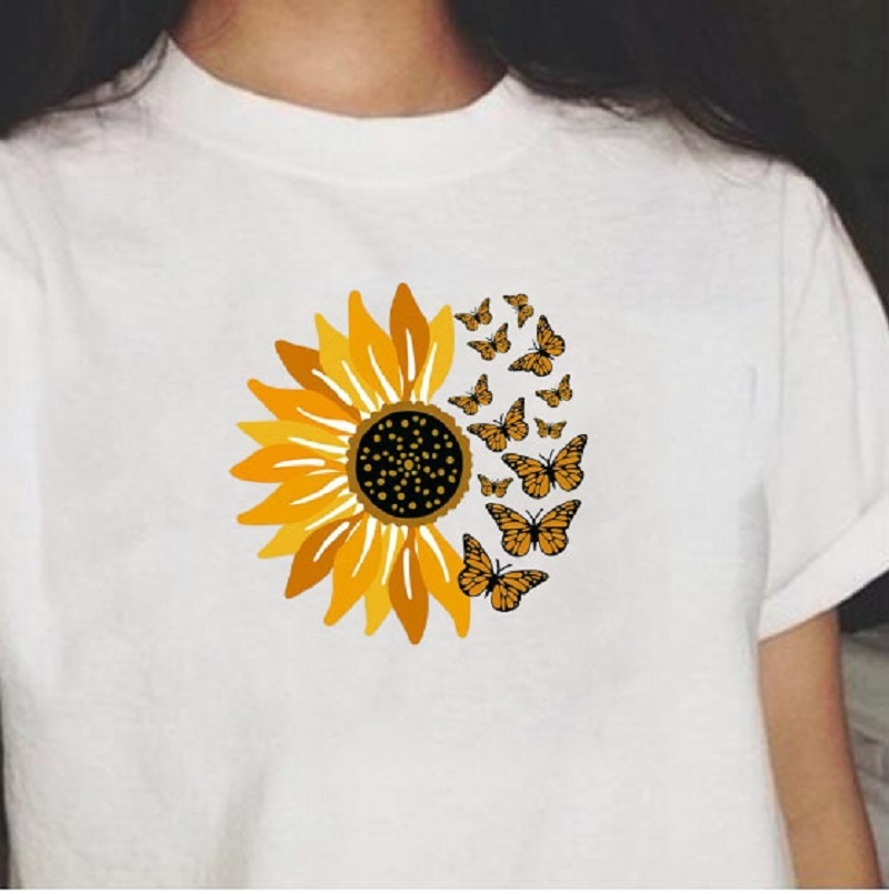 Sunflower Butterfly Graphic Tee Kawaii Cute 100% Cotton O Neck Women White T-Shirt Harajuku Hipster Casual Funny Tee Top 210518
Sunflower Butterfly Graphic Tee Kawaii Cute 100% Cotton O Neck Women White T-Shirt Harajuku Hipster Casual Funny Tee Top 210518