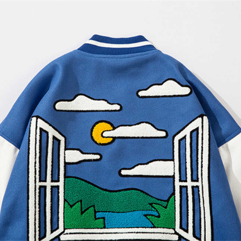 Baseball Jacket Mens Hip Hop Harajuku Streetwear Letter Embroidery Casual Cotton College Bomber Jacket Fashion Men Clothing 211009