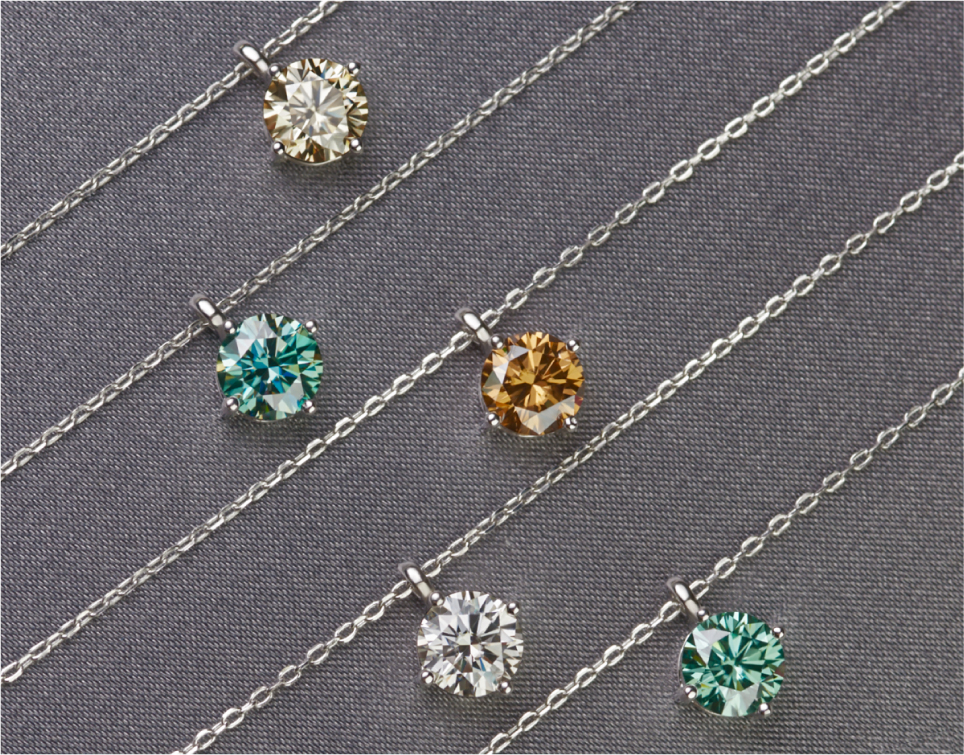 GIGAJEWE Christmas Pandent 3ct 9mm EF Round Cut Necklace 18K White Gold Plated 925 Silver Moissanite Jewelry GMSN030