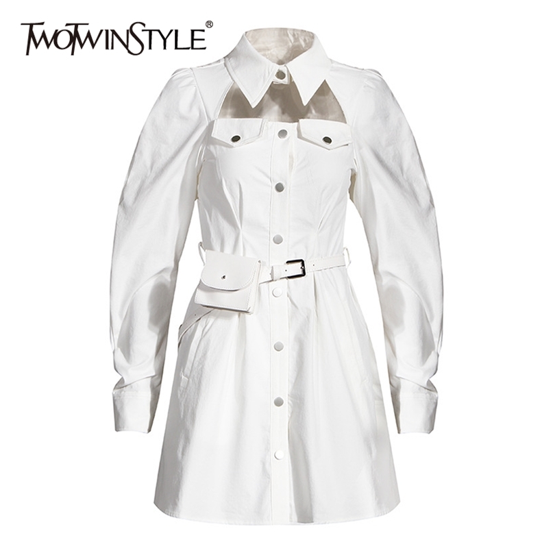 Hollow Out Shirt Dress For Women Lapel Long Sleeve Tunic Waist Bag Mini Casual Dresses Female Fall Fashion 210520, White
Hollow Out Shirt Dress For Women Lapel Long Sleeve Tunic Waist Bag Mini Casual Dresses Female Fall Fashion 210520, White