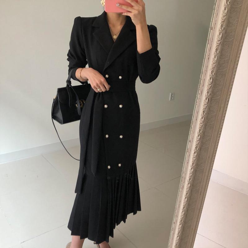 Casual Dresses 2021 Autumn Fashion Chic Korean Double Breasted Office Lady Waist Bandage Long Dress Women Elegant Vintage Blazer Robe, Black
Casual Dresses 2021 Autumn Fashion Chic Korean Double Breasted Office Lady Waist Bandage Long Dress Women Elegant Vintage Blazer Robe, Black