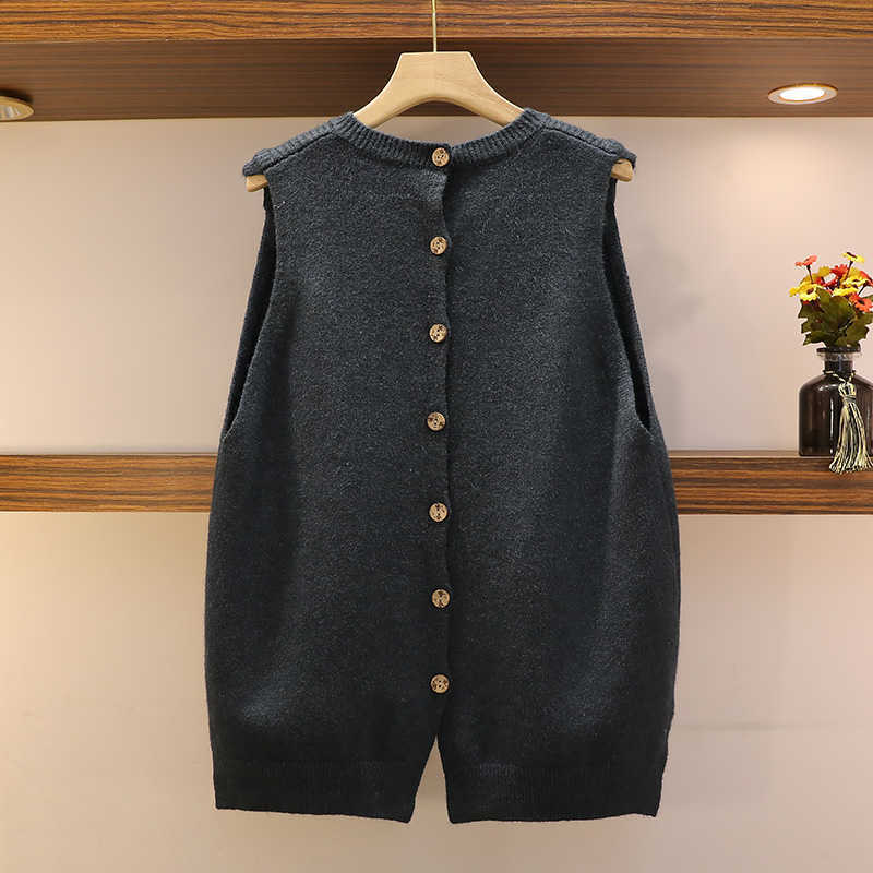 DEAT Women Single-breasted On The Back Of Ruffles Asymmetrical Sweater Vest Temperament Fashion Spring Autumn MZ209 210709