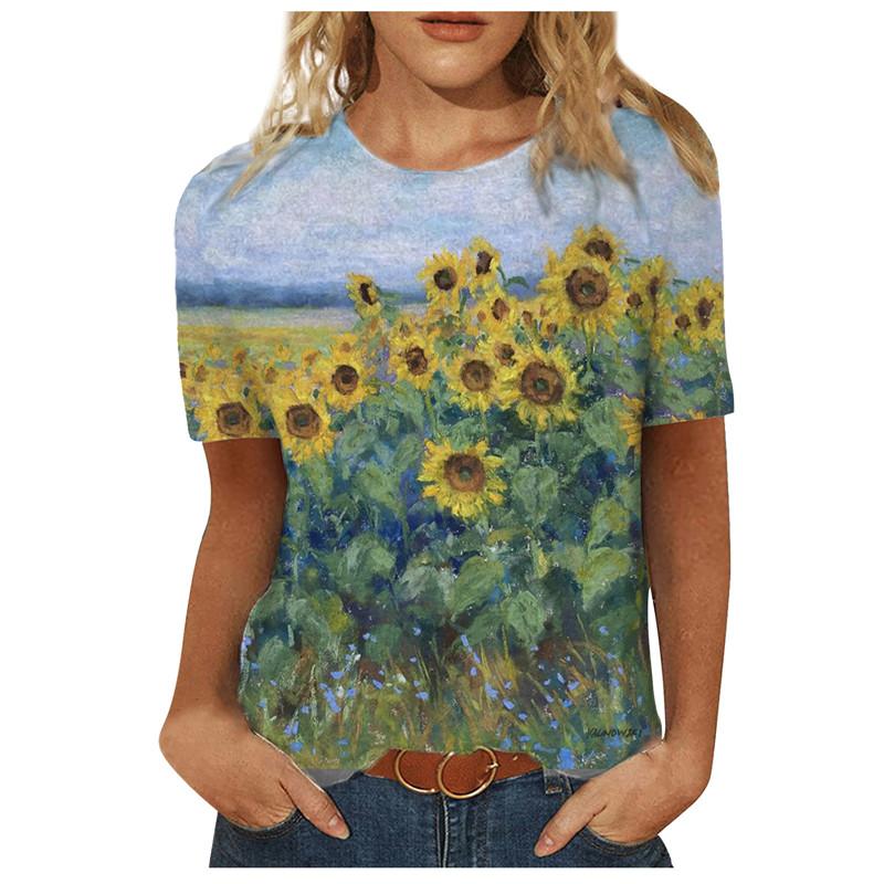 Women' T-Shirt Women 3D Landscape Painting Positioning Sunflower Print T Shirt 2021 Summer Vintage Casual Short Sleeve O-Neck Plus Size Top, Haoyou2018-2
Women' T-Shirt Women 3D Landscape Painting Positioning Sunflower Print T Shirt 2021 Summer Vintage Casual Short Sleeve O-Neck Plus Size Top, Haoyou2018-2