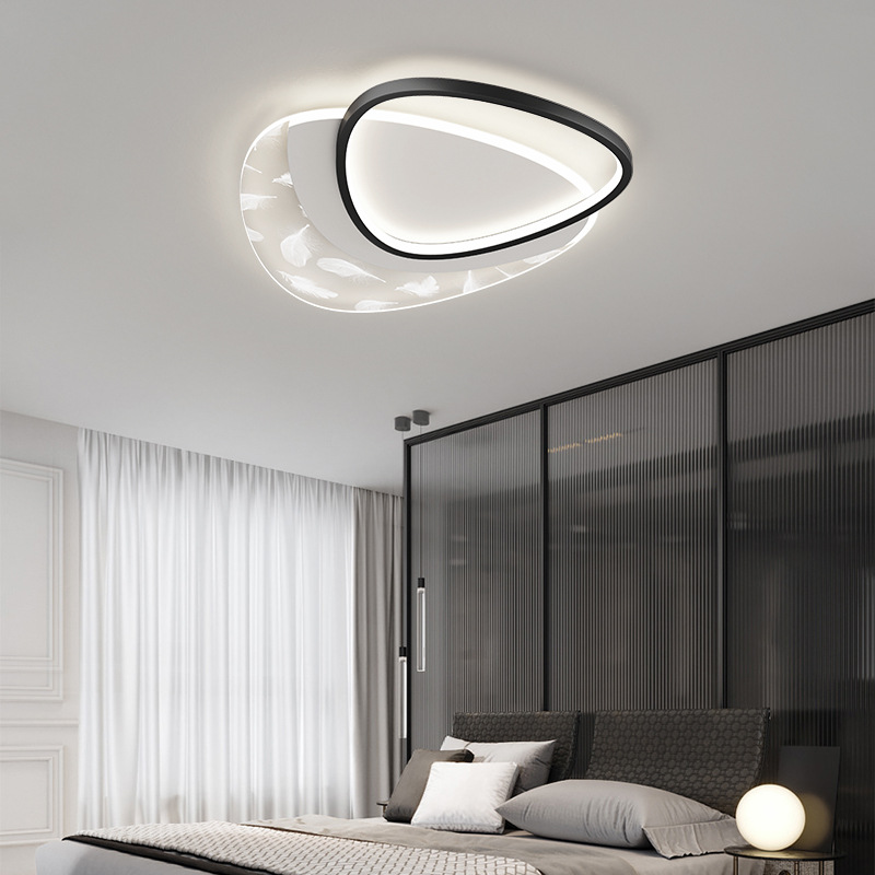 2022 New Feather LED Chandeliers Acrylic Lights for Living Room Bedroom Black Indoor Decor Lighting Fixture Ceiling Lights Le-264