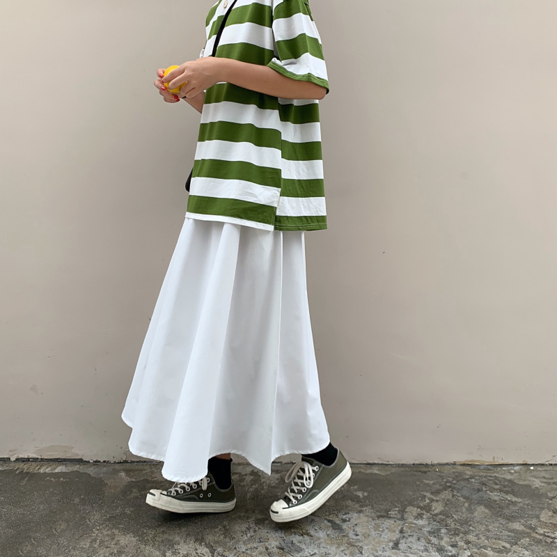 Spring Office Lady Solid Maxi Skirt Women Plus Size Loose Long s For A-line High Waist White Female Falda 13228 210512