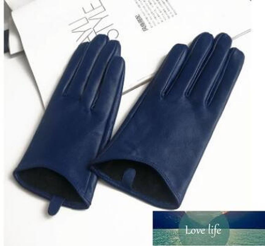 Women's short design sheepskin gloves thin genuine leather gloves touch screen black motorcycle glove R630 Factory price expert design Quality La