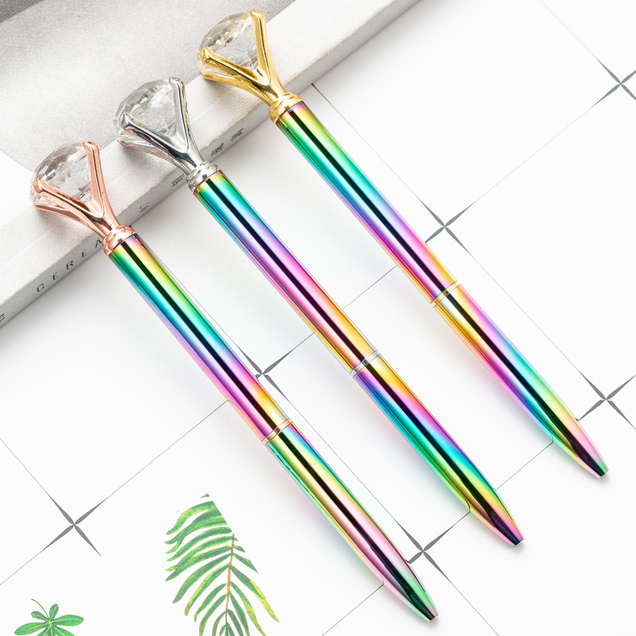 Big Diamond Crystal Ballpoint Pens Novelty Rainbow Metal Gradient School Office Writing Supplies Business Pen Stationery Student Gift custom logo, Three colors
Big Diamond Crystal Ballpoint Pens Novelty Rainbow Metal Gradient School Office Writing Supplies Business Pen Stationery Student Gift custom logo, Three colors