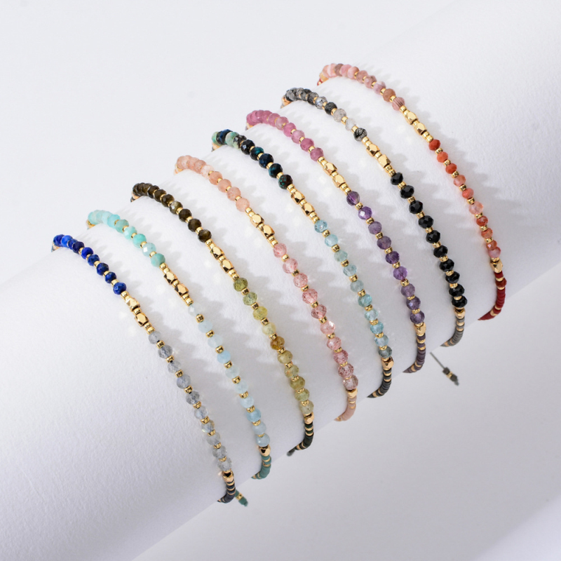 Colorful Glass Beads Strands Crystal Bracelet Rainbow Color Summer Beach Jewelry for Women Gift