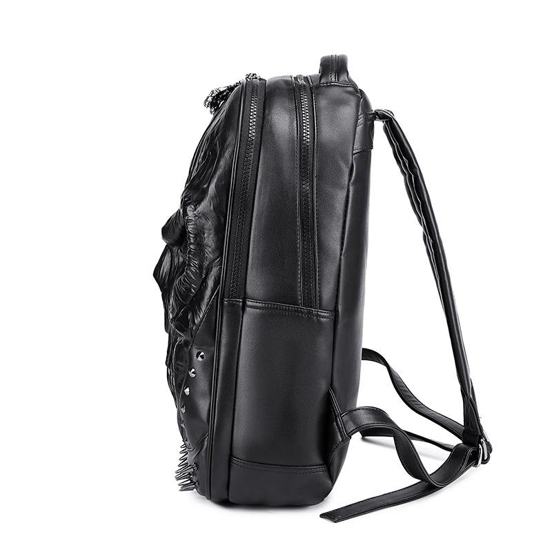 Backpack Casual Waterproof Halloween Personalize Pu Leather Loptop Bookbag Teenager Outdoor Bag Heavy Duty Rucksack