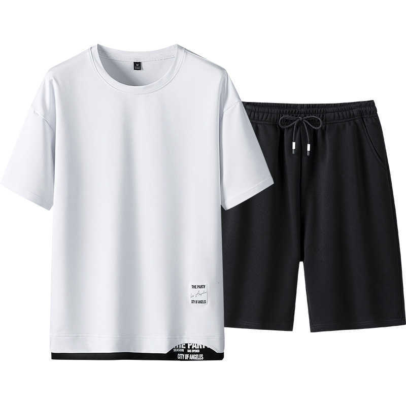 Men Casual Set Fashion Track Suit Shorts Jogger Sets 2 PCS Oversize Sweat Suit Male Sportswear Tracksuit Summer Sportsuit 210603