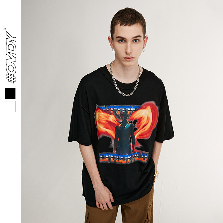 wxwovdy men's 2021 summer new fashion brand half sve personality fire figure print round neck short sve, White;black
wxwovdy men's 2021 summer new fashion brand half sve personality fire figure print round neck short sve, White;black