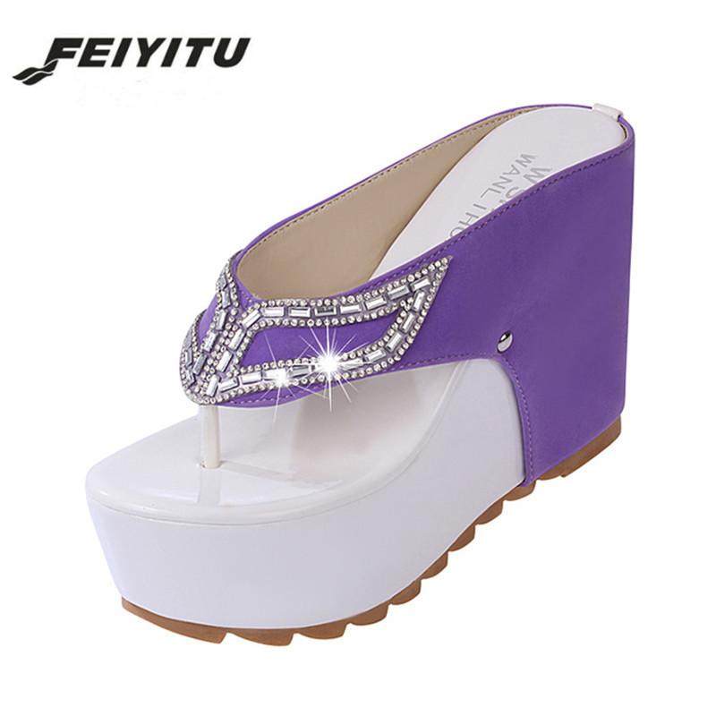 Slippers FeiYiTu Women High Heel Shoes Thick Bottom Platform Flip Flops Rhinestone Wedge Patchwork Woman Summer, Black
Slippers FeiYiTu Women High Heel Shoes Thick Bottom Platform Flip Flops Rhinestone Wedge Patchwork Woman Summer, Black