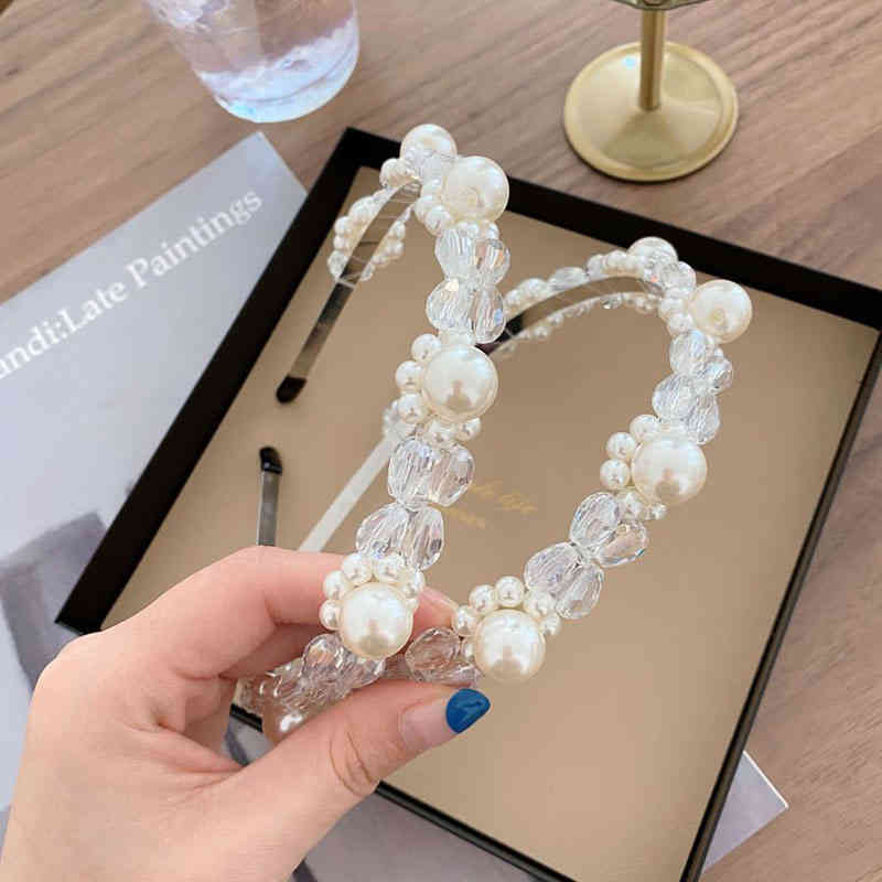 Hair Accessories Jewelry Girl's Daydream Hand Woven Super Fairy Crystal Pearl Hoop Headdress Korean