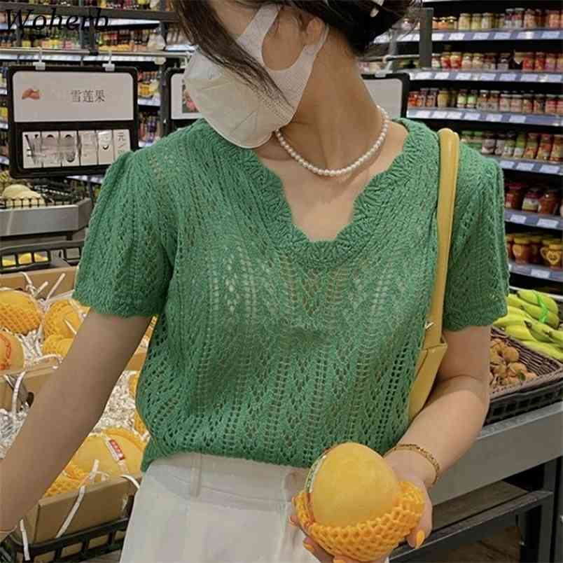 Summer Thin Hollow Knitted Tees T Shirt Women Short Sleeve V-neck Korean Vintage Tops Casual Fashion Ladies T-shirt Femme 210519, Apricot
Summer Thin Hollow Knitted Tees T Shirt Women Short Sleeve V-neck Korean Vintage Tops Casual Fashion Ladies T-shirt Femme 210519, Apricot