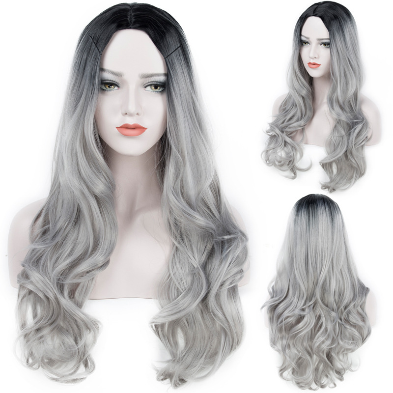 Fashion Long Wave Synthetic Omber Women's Hair wig for Daily Life Cosplay