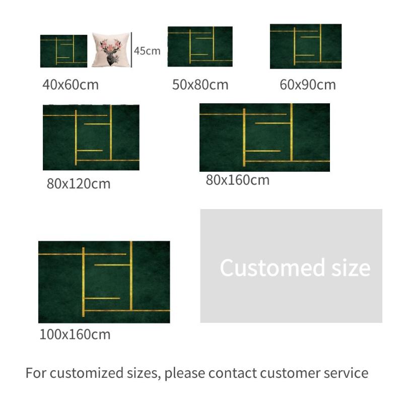 Luxury Golden Lines Dark Green Carpet For Living Room Floor Mat Beside Table Simple Decoration Home Hallway Bath Doormat Carpets