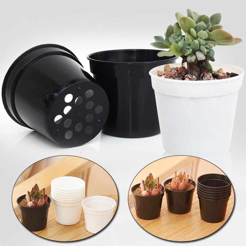 

10pcs Succulents Pots Plastic Nursery Planter High Quality Flower Mini Round Plant Grow Box Garden Supplies Planters &