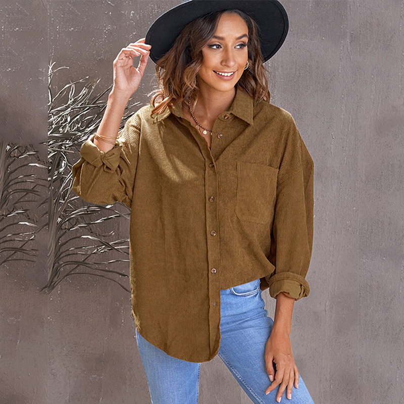 Shiying Solid Color Shirt Women's Autumn and Winter New Style Breasted Lapel Pocket Jacket Corduroy Cardigan Lining Clothing Lady, White
Shiying Solid Color Shirt Women's Autumn and Winter New Style Breasted Lapel Pocket Jacket Corduroy Cardigan Lining Clothing Lady, White