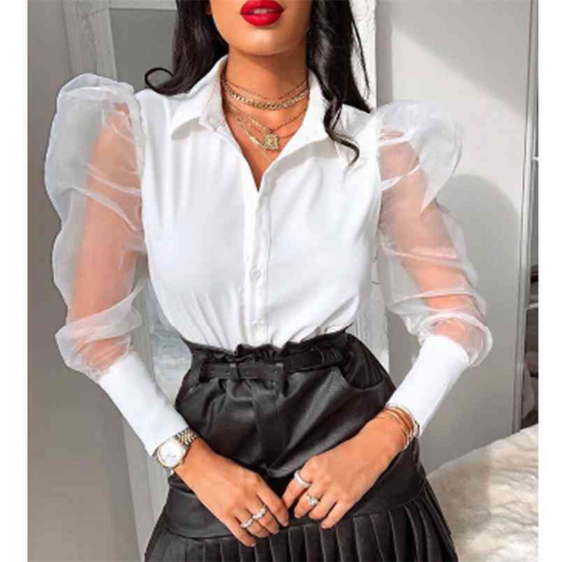 Kayotuas Women Blouse Fashion Mesh Sheer Puff Sleeve V-Neck Button Elegant Tops Ladies Shirts Black White Streetwear 210522
Kayotuas Women Blouse Fashion Mesh Sheer Puff Sleeve V-Neck Button Elegant Tops Ladies Shirts Black White Streetwear 210522