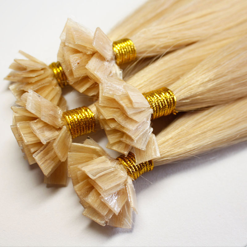 Top quality keratin fusion brazilian european hair blonde color 613 flat tip hair one donor remy virgin straight pre bonded human hairextensions 200gr