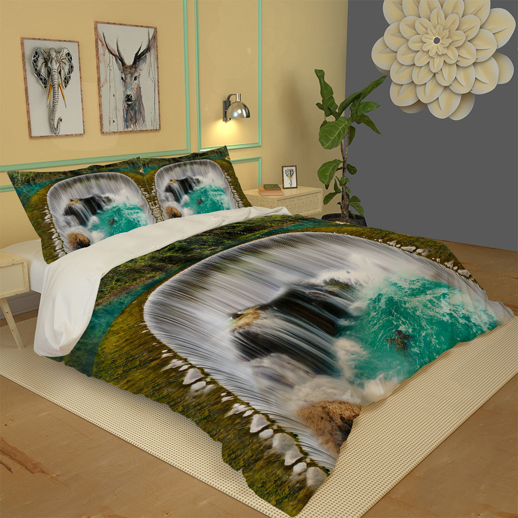 Twin Full Queen King Size waterfall 3pcs Duvet Cover Set With Pillowcase Bedding Sets