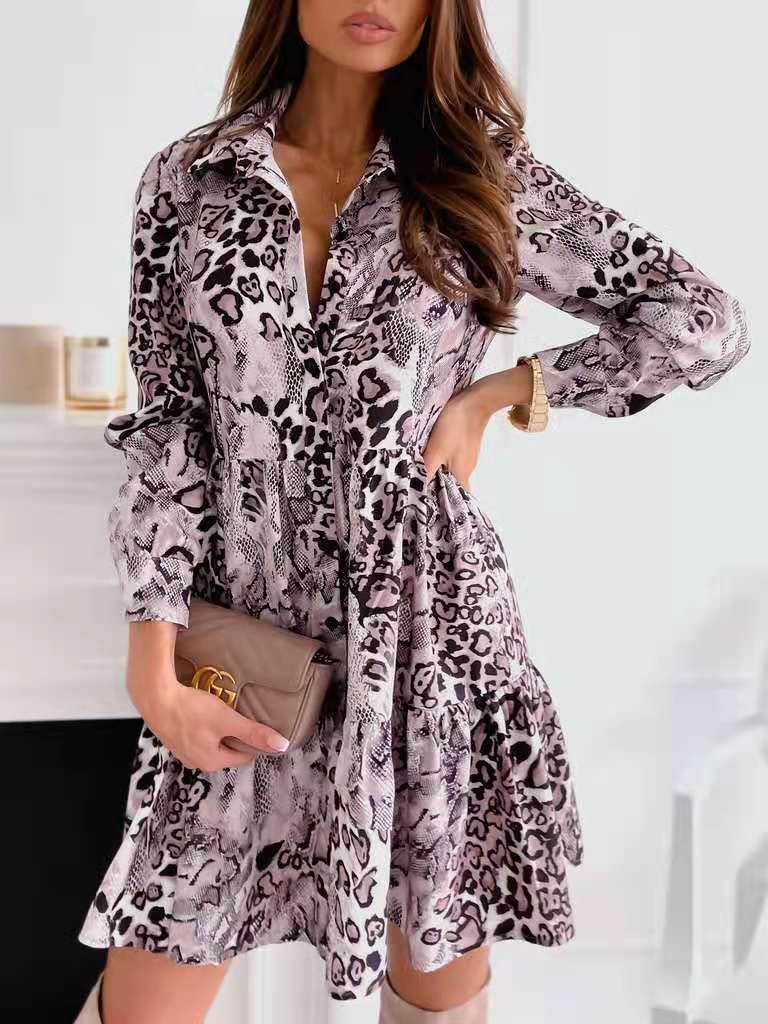 Casual Dresses Fashion Leopard Print Dress Women's Autumn Long Sleeves Vintage Shirt Elegant Ladies Office Clothing Party Mini, Black;gray
Casual Dresses Fashion Leopard Print Dress Women's Autumn Long Sleeves Vintage Shirt Elegant Ladies Office Clothing Party Mini, Black;gray