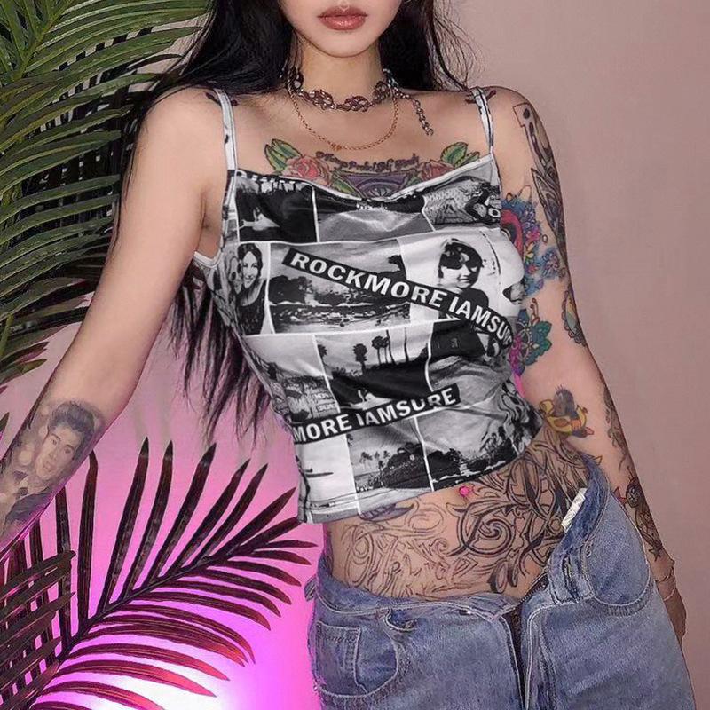 Women' Tanks & Camis Combhasaki Summer Sexy Camisole Girls Y2K Aesthetic Creative Letter Figure Printing Sleeveless Tops Slim Base T-Shirt, Black
Women' Tanks & Camis Combhasaki Summer Sexy Camisole Girls Y2K Aesthetic Creative Letter Figure Printing Sleeveless Tops Slim Base T-Shirt, Black