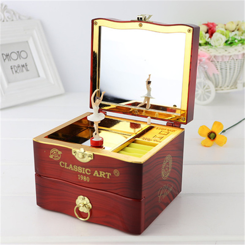 Classic Rotating Dancer Ballerina Piano Music Box Clockwork Plastic Jewelry Box Girls Hand Crank Music Mechanism Christmas Gift 218352276