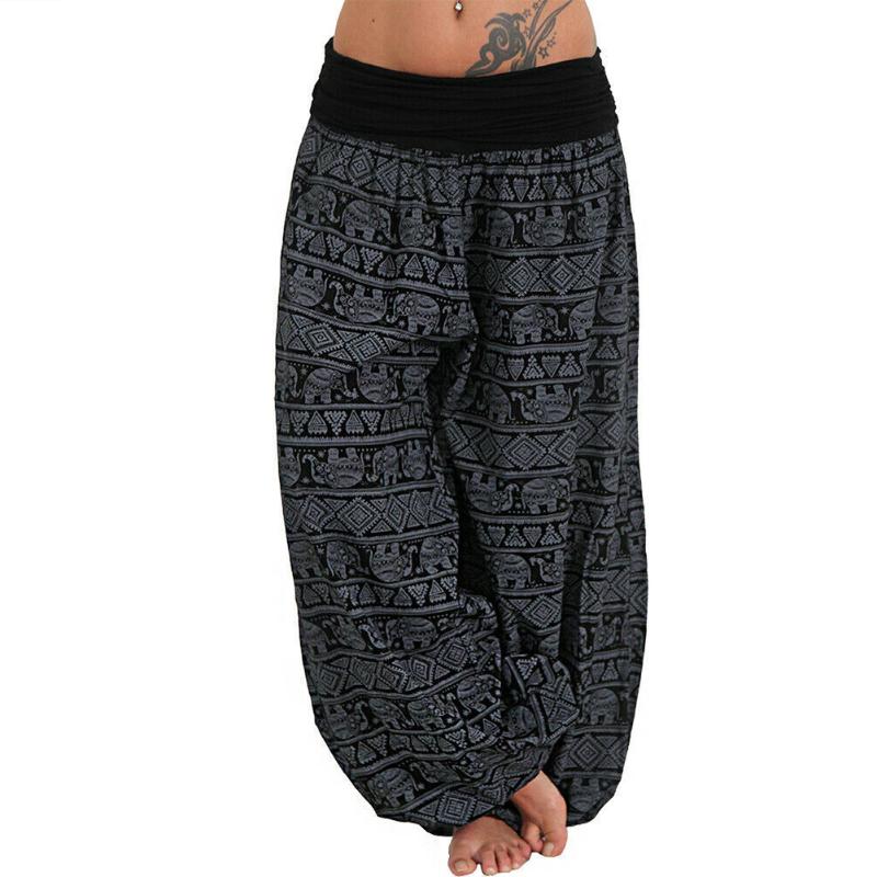 Elephant Print Dance Harem Pants Women Elastic Low Waist Loose Casual Soft Plus Size Trousers Pantalon Femme Women's & Capris