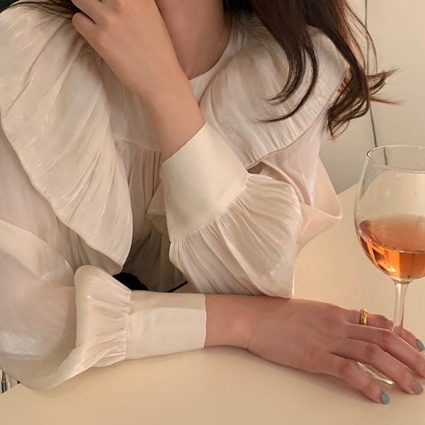 Nomikuma Women Blouse Korean Pleated Ruffle Patchwork Shirt Causal Lantern Long Sleeve V-neck Blusas Ropa De Mujer 6D960 210427