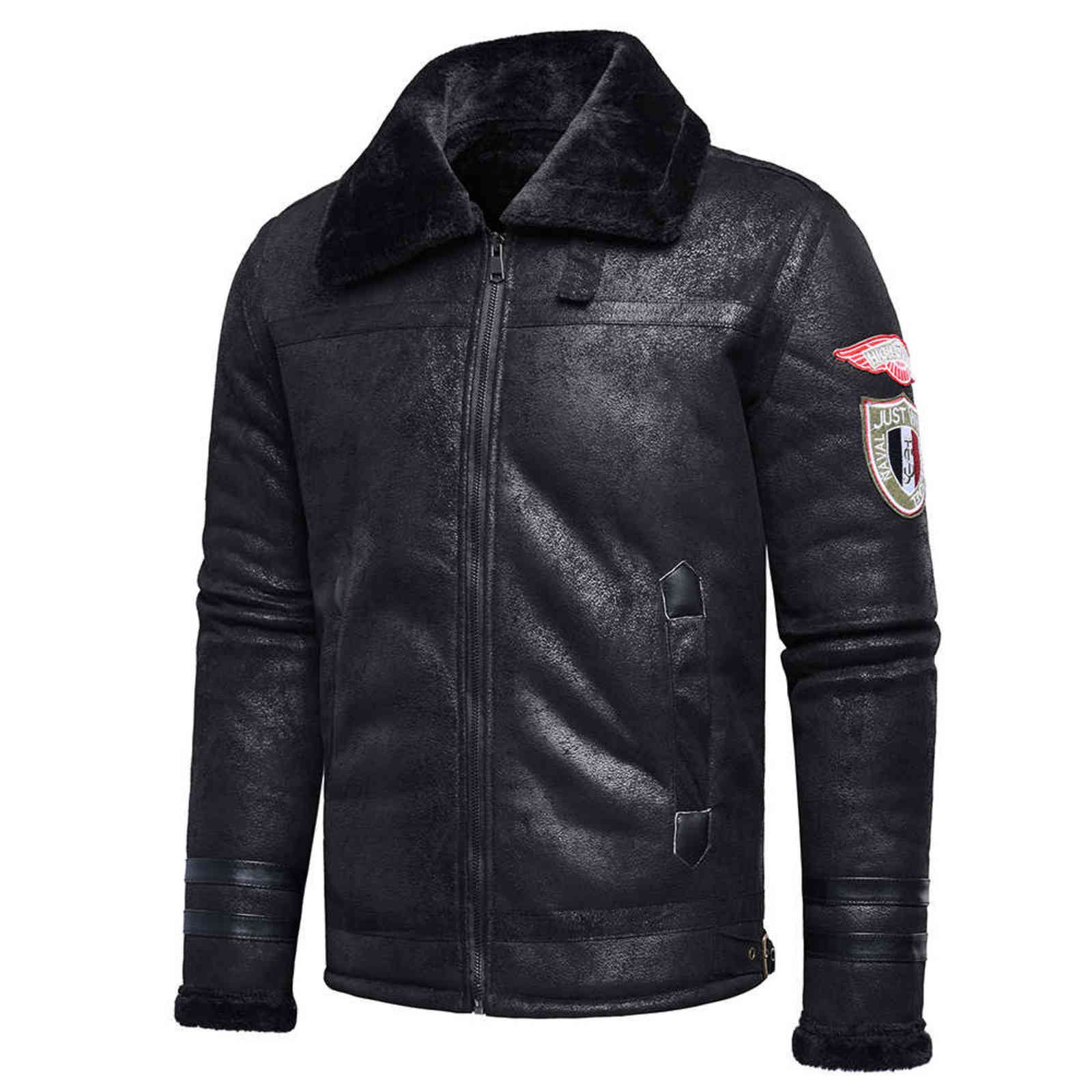 Men Autumn Fashion Outwear Vintage Warm Fleece Leather Jacket Coat Men Casual Classic Motor Biker Bomber Leather Jacket Men 211111