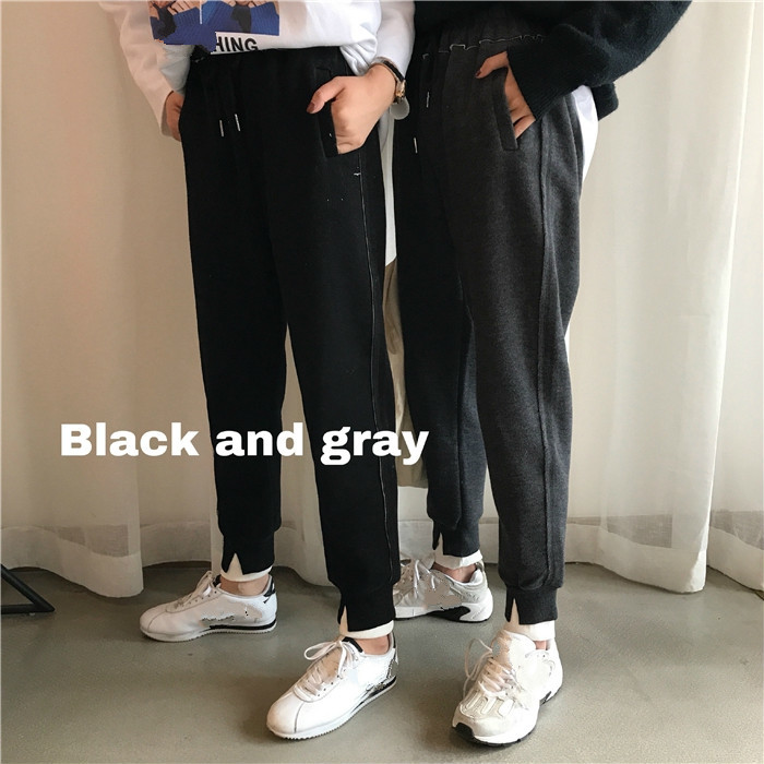 Nomikuma Autumn Winter fleece Knitted Split Harem Pants Causal Solid Women Sweater Trousers New Korean Long Pants 6C879 210427