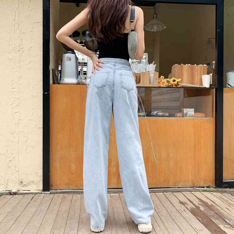 Spring Casual Jeans Woman Long Trousers Cowboy Female Loose Streetwear Hollow Out High Waist Pants ZA5824 210427