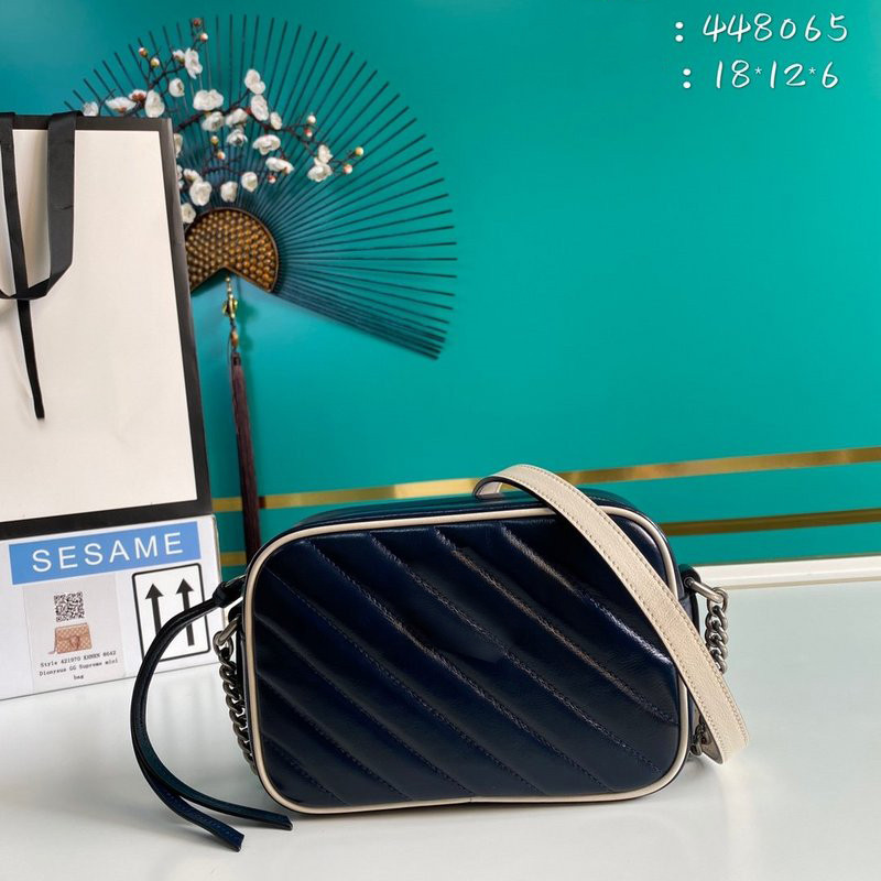 Designer Luxury Women 'S Marmont Quilting Mini Chain Shoulder Bag Leather Blue 448065 Crossbody Bags Best quality Size 16.5*10.2*5.1CM PZ71