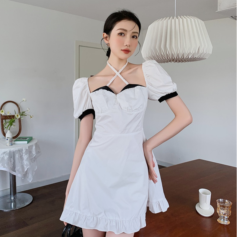 Women Dress V-Neck Girdle Short Sleeve Loose Fit Female Fashion Spring Autumn Arrivals 2H851 210526