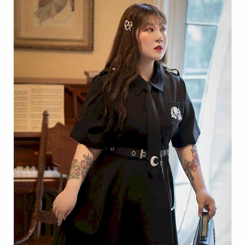 summer plus size women's net red fat sister cover meat thin dress female age reduction black mid-length skirt 210526