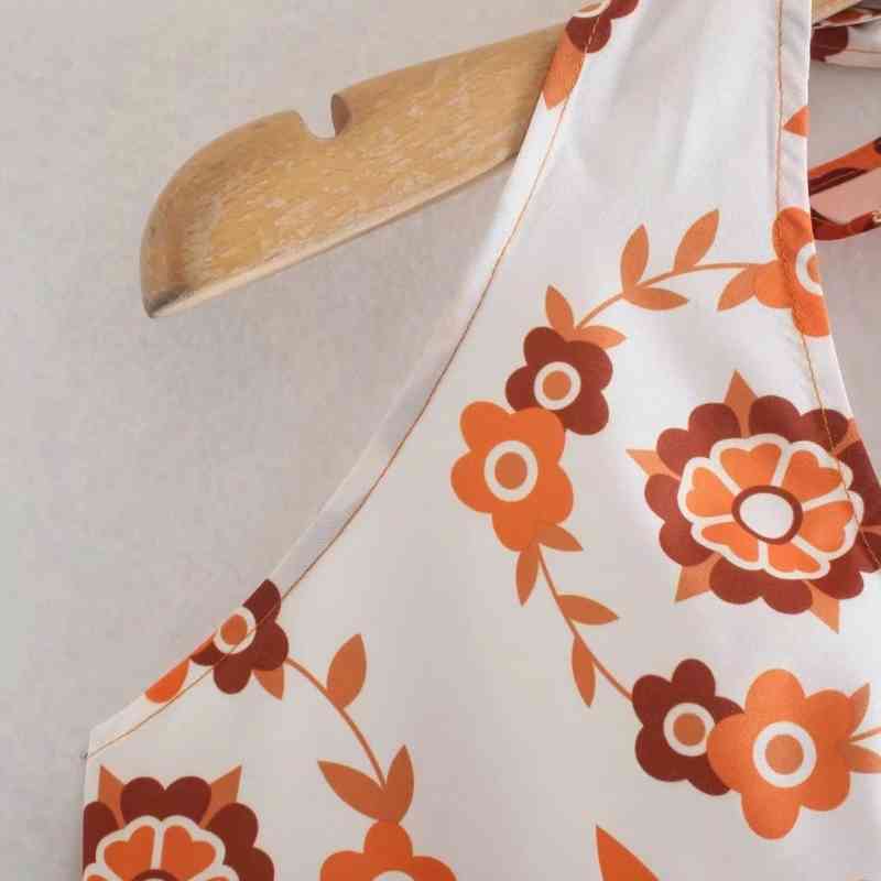 Summer Women Flower Printing Splicing Halter Mini Dress Female Sleeveless Clothes Casual Lady Loose Vestido D7713 210430Z