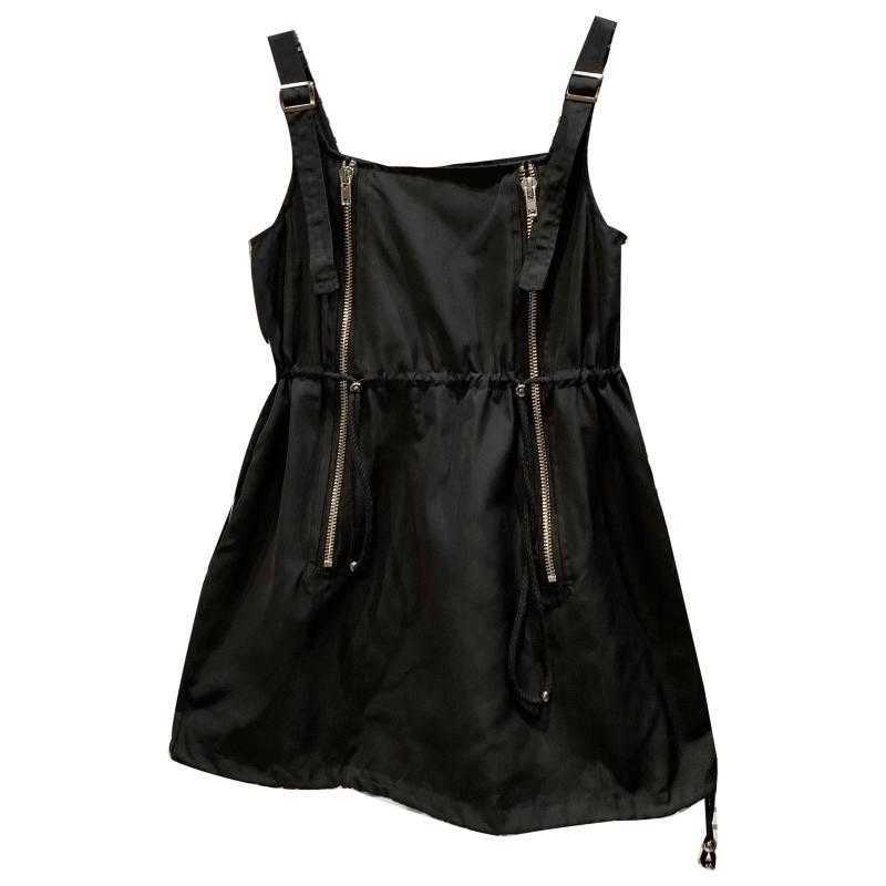 DEAT Women Strap Drawstring Personality Zipper Dress Sleeveless Arrivals Lady Sexy Fashion Spring Summer 11D511 210709